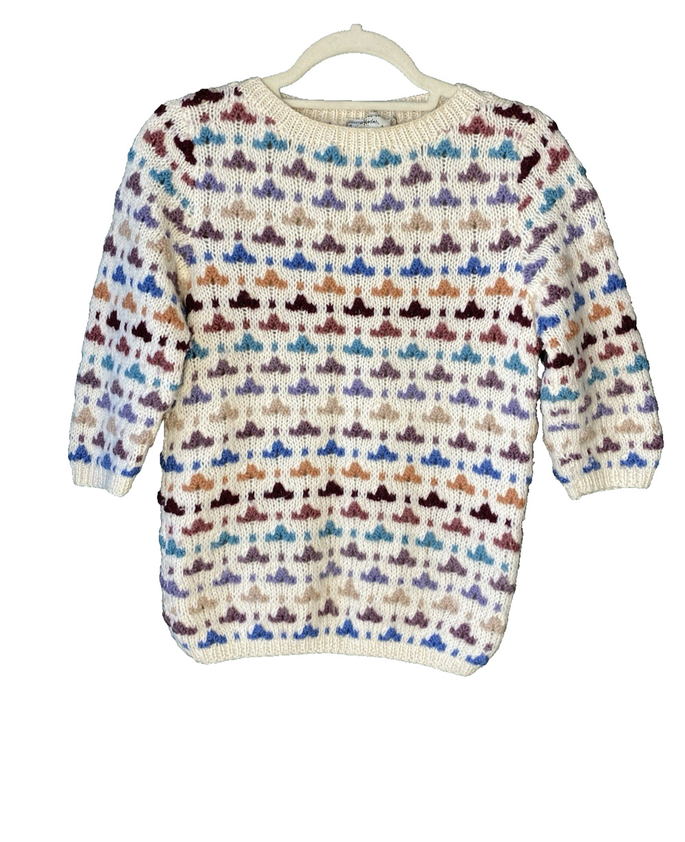 Barbara Rhodes For Needleworks Handknit 100% Wool Sweater Womens Mediuim VINTAGE